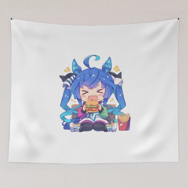 Item preview, Twin Turbo Uma Musume Pretty Derby Chibi Kawaii Burger Excited Anime Girl Snack designed and sold by earlobejerk.