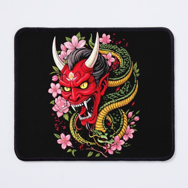 Item preview, Japanese Snake and Hannya Style Mask Tattoo Art – Dark Irezumi Inspired Design designed and sold by VikArtStudio.