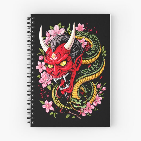 Item preview, Japanese Snake and Hannya Style Mask Tattoo Art – Dark Irezumi Inspired Design designed and sold by VikArtStudio.