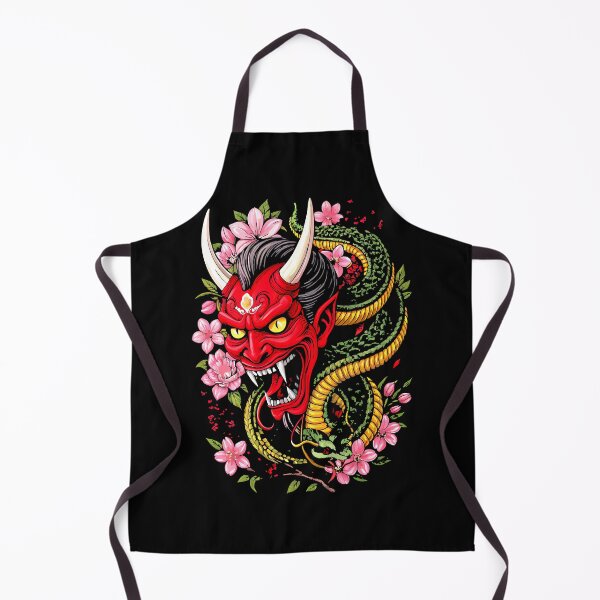 Item preview, Japanese Snake and Hannya Style Mask Tattoo Art – Dark Irezumi Inspired Design designed and sold by VikArtStudio.