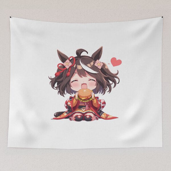 Item preview, Kitasan Black Uma Musume Pretty Derby Chibi Kawaii Burger Anime Girl Kawaii Charm designed and sold by earlobejerk.