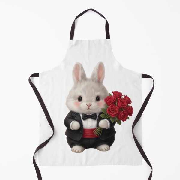 Item preview, Cute Fluffy Bunny in Tuxedo Holding Red Roses – Romantic Valentine Rabbit designed and sold by lovelistivkaa.