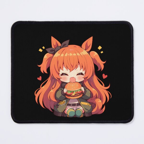 Item preview, Mayano Top Gun Uma Musume Pretty Derby Chibi Burger Cheer designed and sold by earlobejerk.