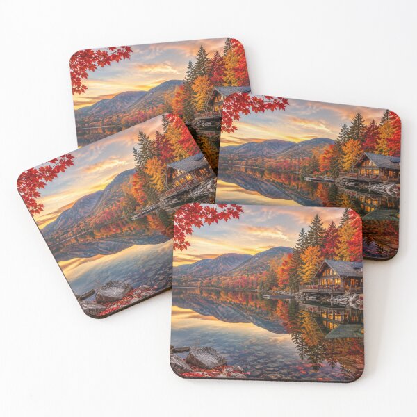 Item preview, Canadian Autumn Lake with Red Maple Trees designed and sold by Pond21.