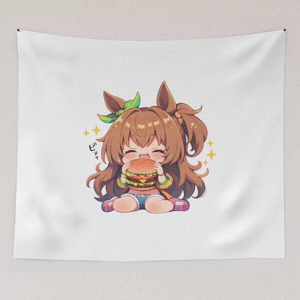 Item preview, Taiki Shuttle Uma Musume Chibi Burger Sparkle Smile designed and sold by earlobejerk.