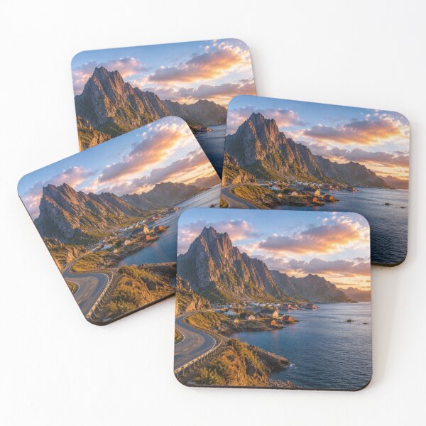 Item preview, Scenic Norwegian Fjord Road at Golden Hour designed and sold by Pond21.