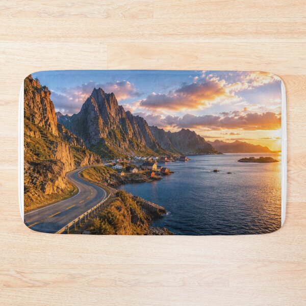 Item preview, Scenic Norwegian Fjord Road at Golden Hour designed and sold by Pond21.