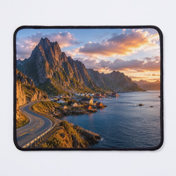 Item preview, Scenic Norwegian Fjord Road at Golden Hour designed and sold by Pond21.