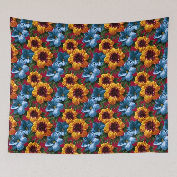 Item preview, Extra Large Yellow And Blue Floral Statement Pattern designed and sold by igraphixart.