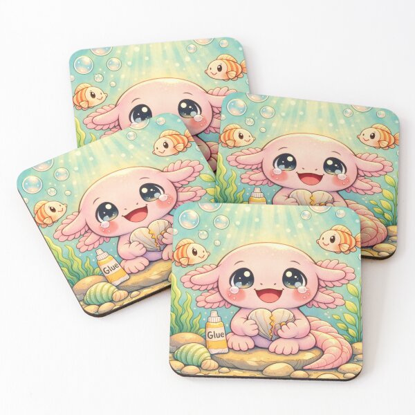 Item preview, Healing Axolotl with Mended Heart - Kawaii Hope designed and sold by ImagineNature.