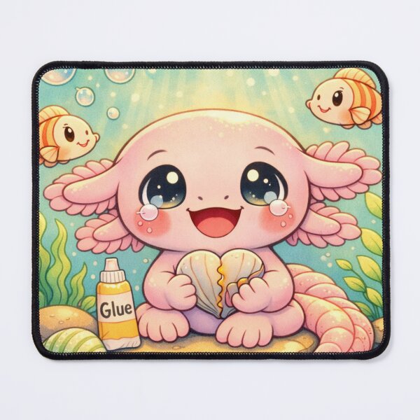 Item preview, Healing Axolotl with Mended Heart - Kawaii Hope designed and sold by ImagineNature.