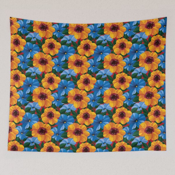 Item preview, Dense Colorful Botanical And Red Background Pattern designed and sold by igraphixart.