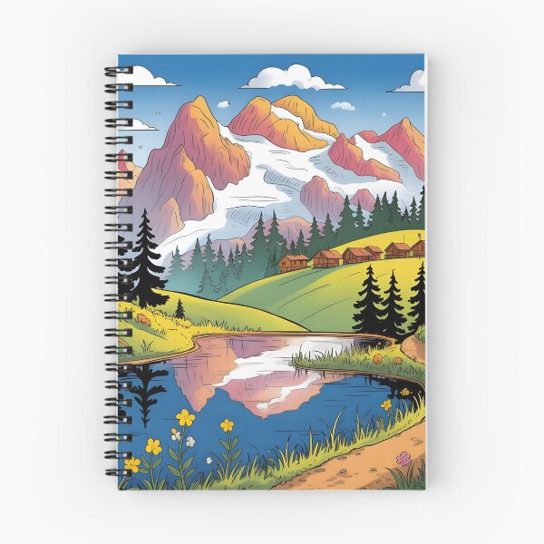 Item preview, Alpine landscape with lake and huts. designed and sold by MyHappyArtShop.