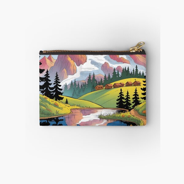 Item preview, Alpine landscape with lake and huts. designed and sold by MyHappyArtShop.