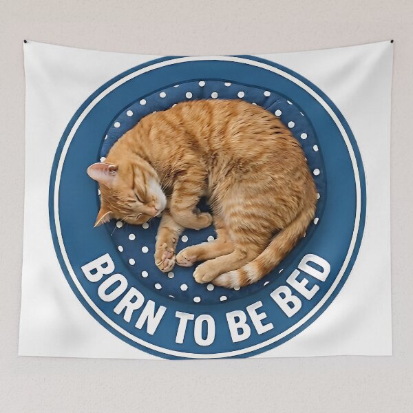 Item preview, Born to Be Bed Funny Sleeping Cat Pun Design designed and sold by ToxicInkArt.