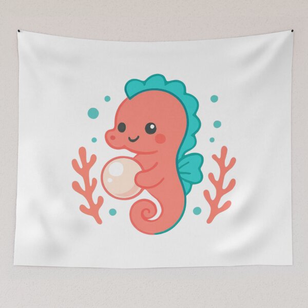 Item preview, Treasure Within Seahorse - Kawaii Ocean Sticker designed and sold by foryouandyours.