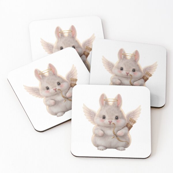 Item preview, Cute Cupid Bunny with Angel Wings and Gold Bow – Romantic Valentine Rabbit designed and sold by lovelistivkaa.