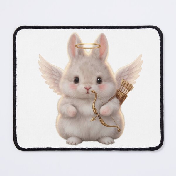 Item preview, Cute Cupid Bunny with Angel Wings and Gold Bow – Romantic Valentine Rabbit designed and sold by lovelistivkaa.
