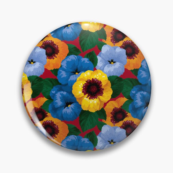 Item preview, Large Scale Retro Yellow And Blue Garden Floral designed and sold by igraphixart.
