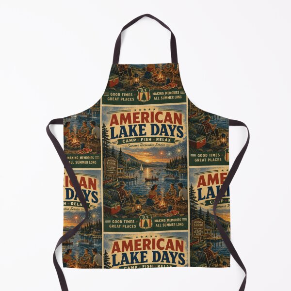 Item preview, American Lake Days Camping Fishing Cabin Life Retro Americana designed and sold by TheTrendsDesk.