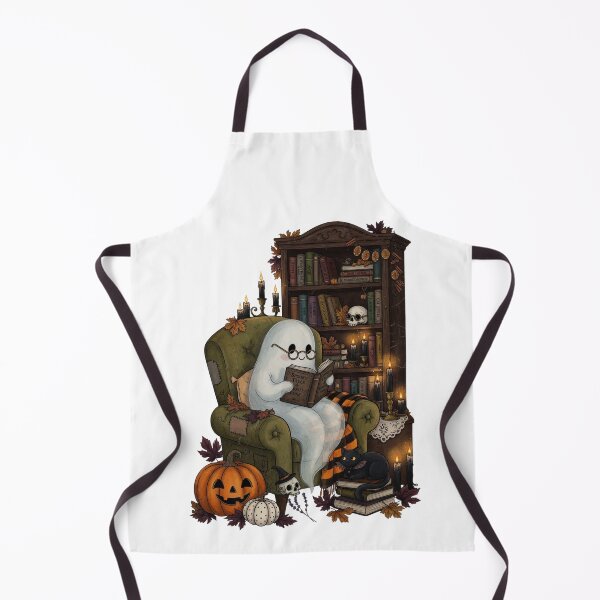 Item preview, Vintage Cozy Ghost Book Reading Pumpkin Halloween Teachers Librarian designed and sold by CF_VintageDesign.