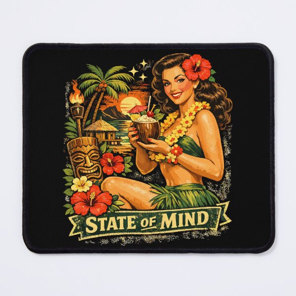 Item preview, Tiki State of Mind Retro Pin Up Poster Design designed and sold by Pineapple-Tree.