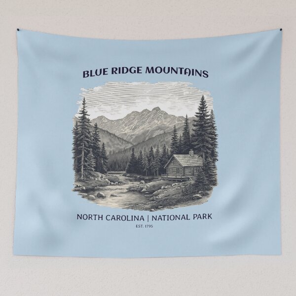 Item preview, Blue Ridge Mountains North Carolina National Park Vintage Woodcut designed and sold by legacylivingshop.
