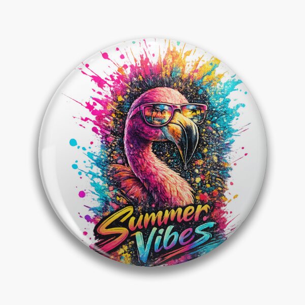 Aperçu de l'œuvre Ambiance estivale Flamant rose – T-shirt à motif de lunettes de soleil colorées créée et vendue par GooniSL.