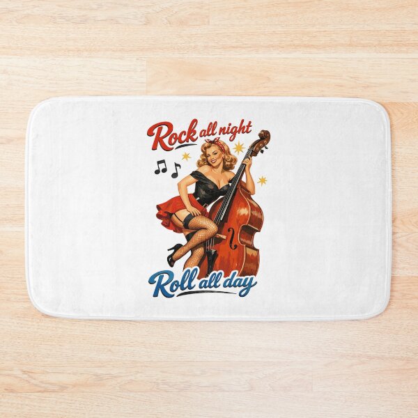 Item preview, Rockabilly Double Bass Pin-Up Retro T-Shirt designed and sold by Pineapple-Tree.
