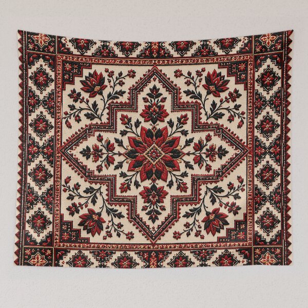 Item preview, Palestine Arabic Calligraphy Traditional Red Tatreez Embroidery designed and sold by BrainCurves.