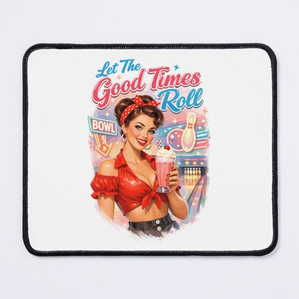 Item preview, Retro Pin-Up Lady: Bowling & Milkshake motif designed and sold by Pineapple-Tree.