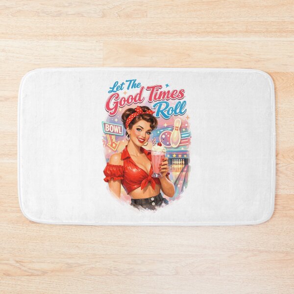 Item preview, Retro Pin-Up Lady: Bowling & Milkshake motif designed and sold by Pineapple-Tree.