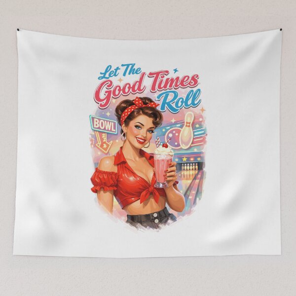 Item preview, Retro Pin-Up Lady: Bowling & Milkshake motif designed and sold by Pineapple-Tree.