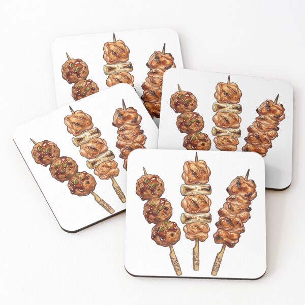 Item preview, Authentic Yakitori Japanese BBQ Skewers Street Food Illustration designed and sold by vekotpu.