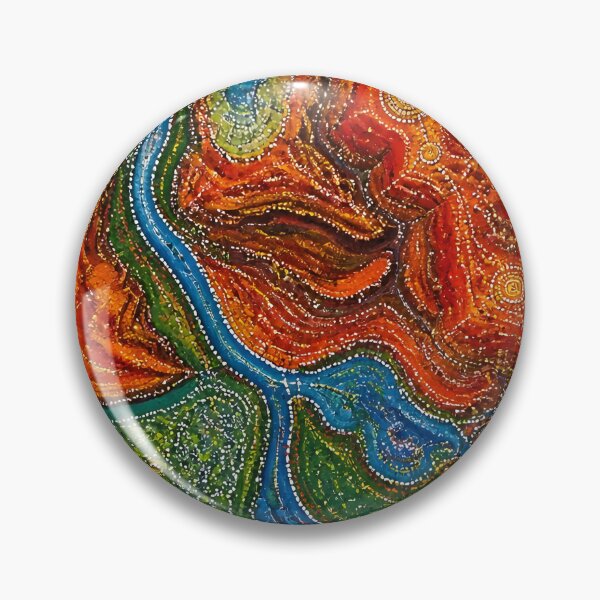 Item preview, Aboriginal Inspired Dot Art - Crimson Gorges With River And Valley designed and sold by GrinGalore.