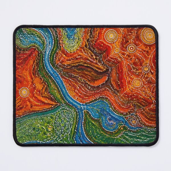 Item preview, Aboriginal Inspired Dot Art - Crimson Gorges With River And Valley designed and sold by GrinGalore.