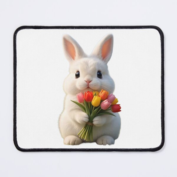 Item preview, Cute Fluffy Bunny Holding Colorful Tulips Bouquet – Spring Easter Rabbit designed and sold by lovelistivkaa.
