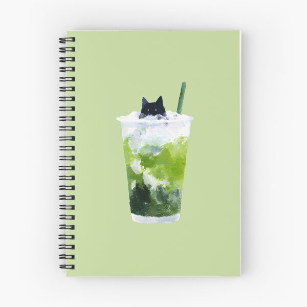 Item preview, Matcha Mood Cat – Cute Black Cat in Iced Matcha Latte Watercolor Illustration designed and sold by YohakuPause.