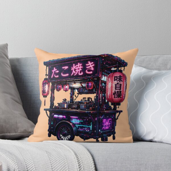 Item preview, Cyberpunk Takoyaki Street Cart — Neon Japanese Food Stall designed and sold by kummo-0319.
