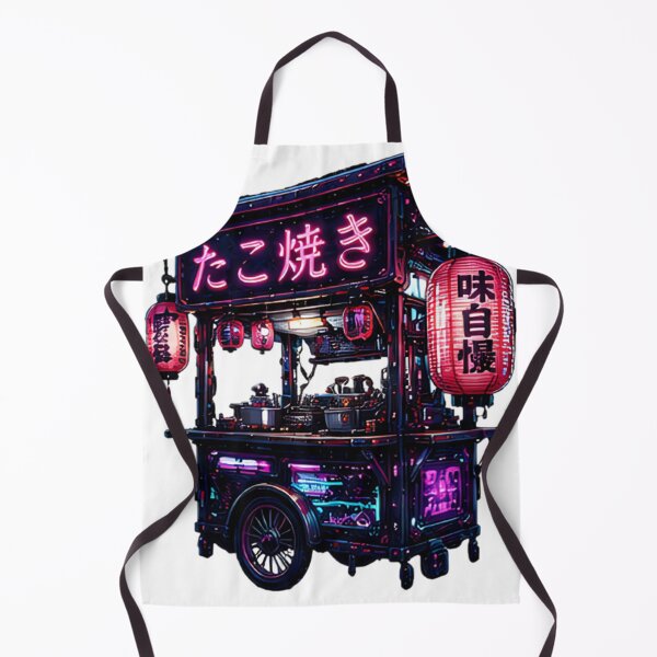 Item preview, Cyberpunk Takoyaki Street Cart — Neon Japanese Food Stall designed and sold by kummo-0319.