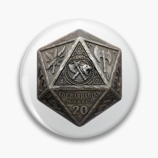 Item preview, Barbarian D20 Dice RPG Primal Rage Fantasy Art designed and sold by DeerHouse.