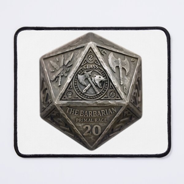 Item preview, Barbarian D20 Dice RPG Primal Rage Fantasy Art designed and sold by DeerHouse.