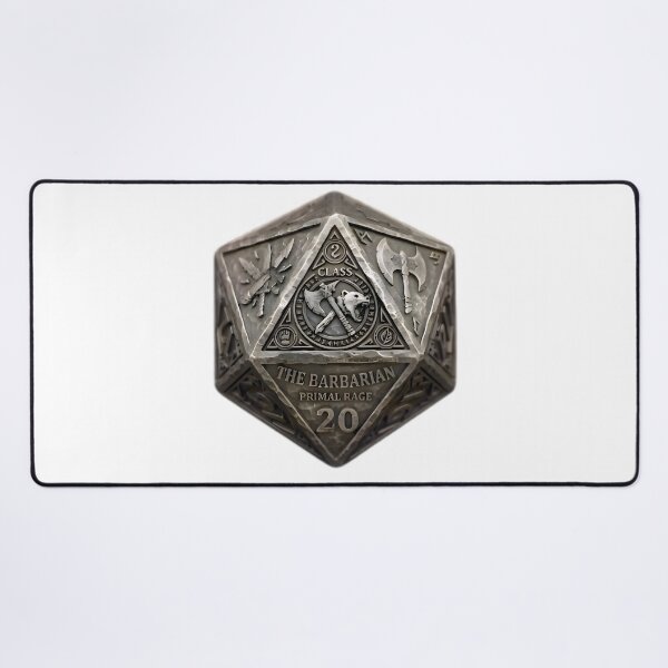 Item preview, Barbarian D20 Dice RPG Primal Rage Fantasy Art designed and sold by DeerHouse.