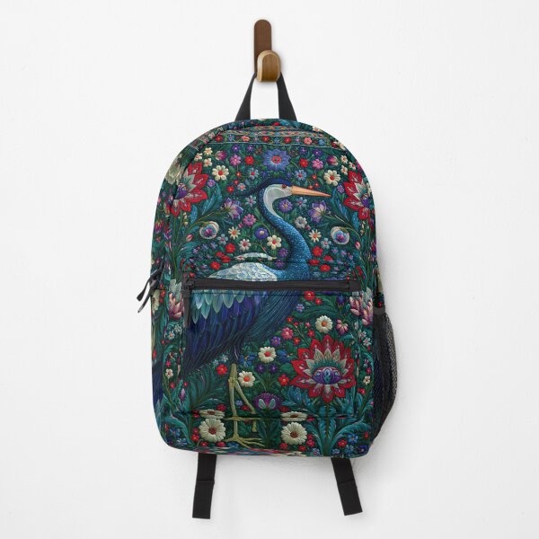 Item preview, Blue Heron Floral Art Nouveau | Ornate Botanical Bird Illustration designed and sold by GrinGalore.
