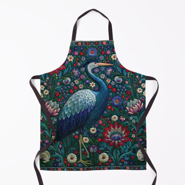 Item preview, Blue Heron Floral Art Nouveau | Ornate Botanical Bird Illustration designed and sold by GrinGalore.