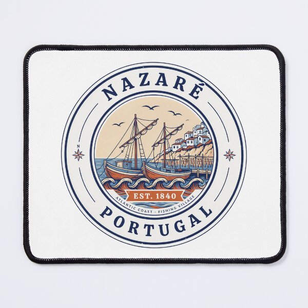 Item preview, Nazare Portugal Fishing Village Vintage Badge – Atlantic Coast Maritime Travel Design designed and sold by ArcticFoxStudio.
