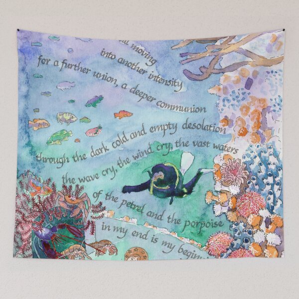 Item preview, Scottish scuba illuminated manuscript - T.S. Eliot - tapestry designed and sold by eleanormharris.