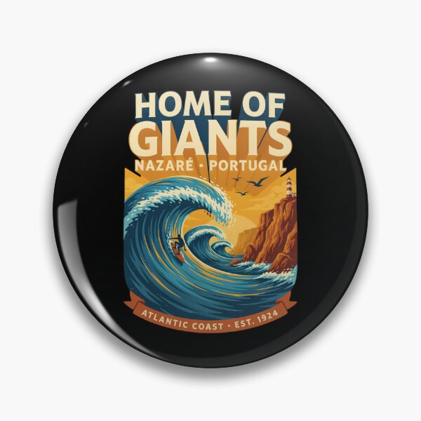 Item preview, Nazare Portugal Home of Giants Surfing Design – Atlantic Coast Giant Waves Vintage Travel Art designed and sold by ArcticFoxStudio.