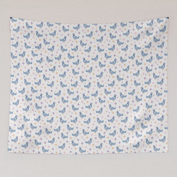Item preview, Cute Colourful Pigeons and Stars Pattern designed and sold by winterpumpkin.