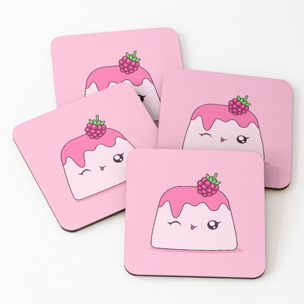 Item preview, Cute Kawaii Raspberry Pudding Dessert Character Illustration Design designed and sold by CozyLittleShop.